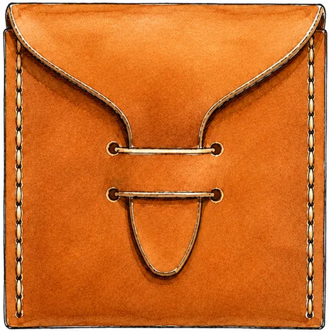 A hand-stitched leather pick case