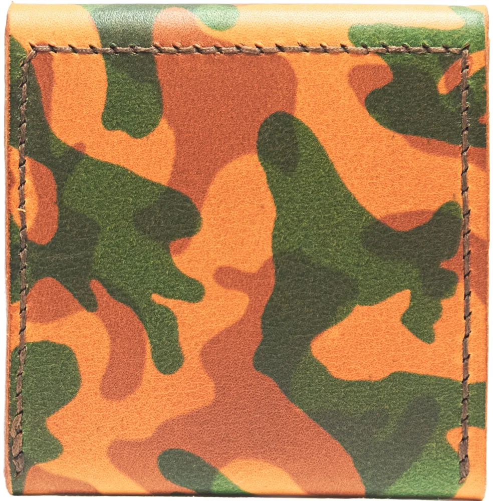 The back of the closed case, camo print on a slightly fuzzy matte surface.